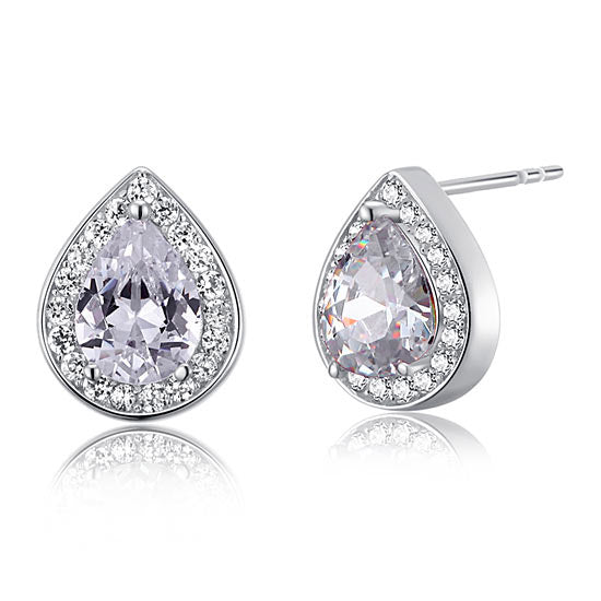 1 Carat Pear Cut Simulated Diamond 925 Sterling Silver Stud Earrings