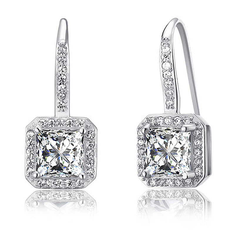 1.5 Carat Simulated Diamond 925 Sterling Silver Dangle Earrings