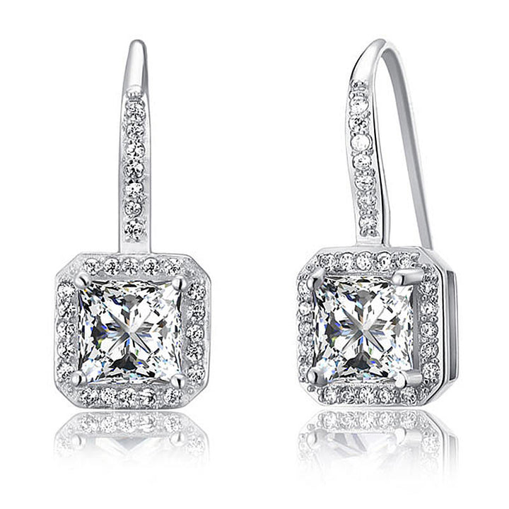 1.5 Carat Simulated Diamond 925 Sterling Silver Dangle Earrings