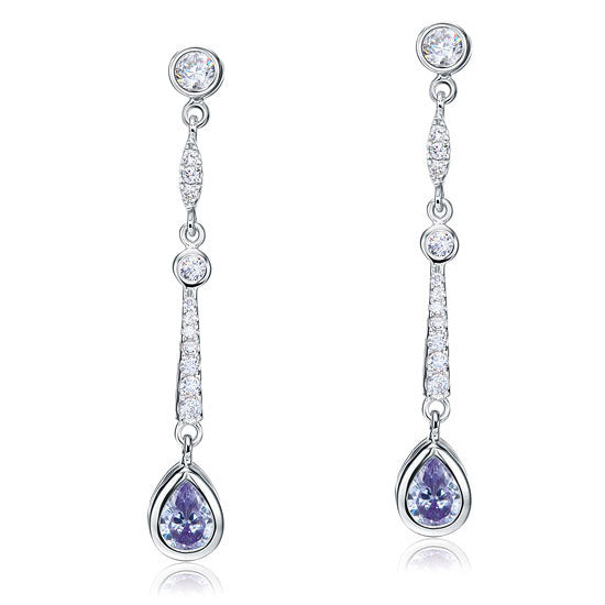 Purple Simulated Sapphire 925 Sterling Silver Dangle Earrings