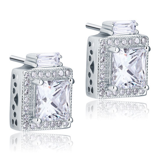 2 Carat Simulated Diamond Vintage Style Stud 925 Sterling Silver Earrings