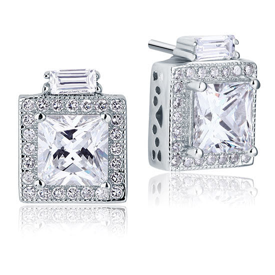 2 Carat Simulated Diamond Vintage Style Stud 925 Sterling Silver Earrings