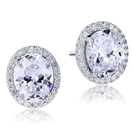 3 Carat Oval Cut Simulated Diamond Stud 925 Sterling Silver Earrings