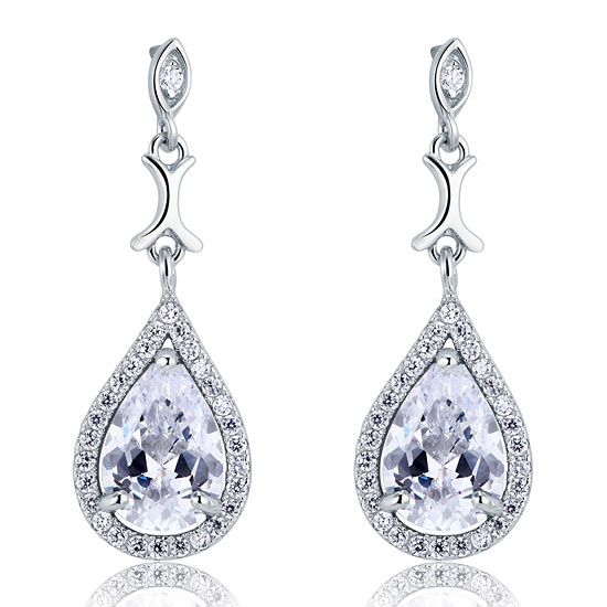 Pear Cut Simulated Diamond Vintage Dangle 925 Sterling Silver Earrings