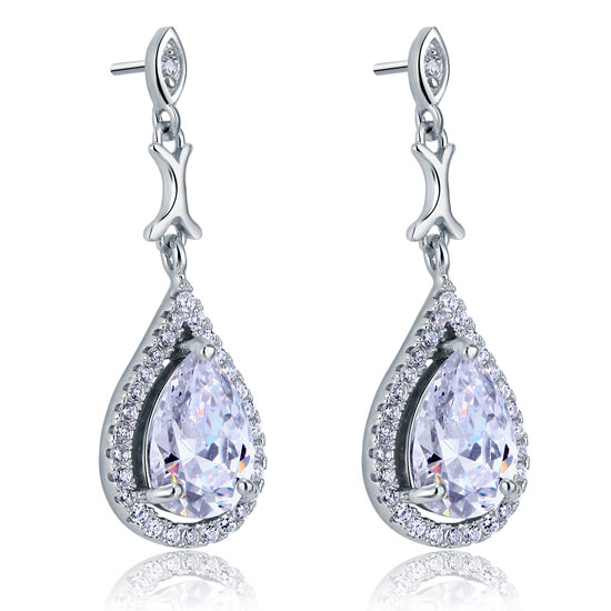 Pear Cut Simulated Diamond Vintage Dangle 925 Sterling Silver Earrings