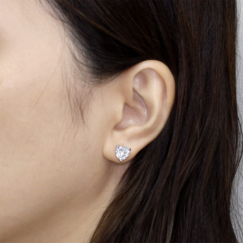 4 Carat Heart Cut Simulated Diamond Stud 925 Sterling Silver Earrings