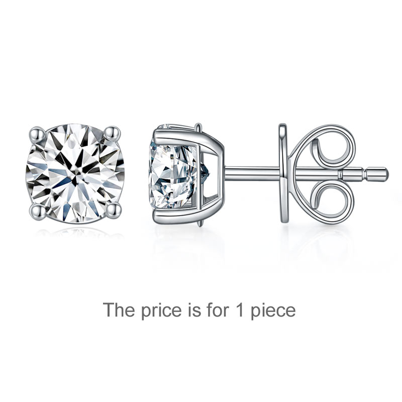1 Carat Moissanite Diamond Men's Earrings 925 Sterling Silver