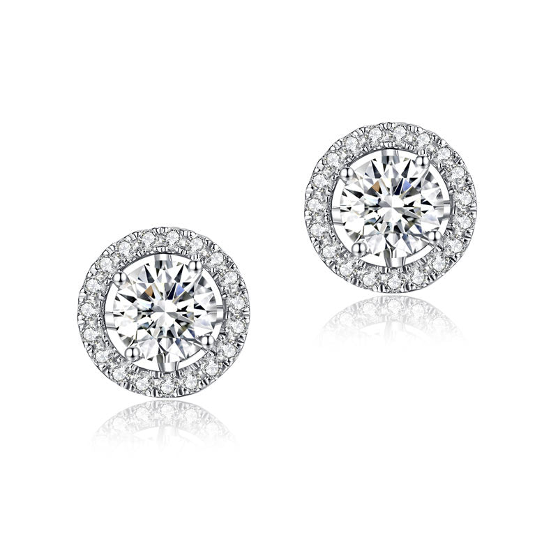 1 Carat Moissanite Diamond 4 Claws Stud Earrings 925 Sterling Silver