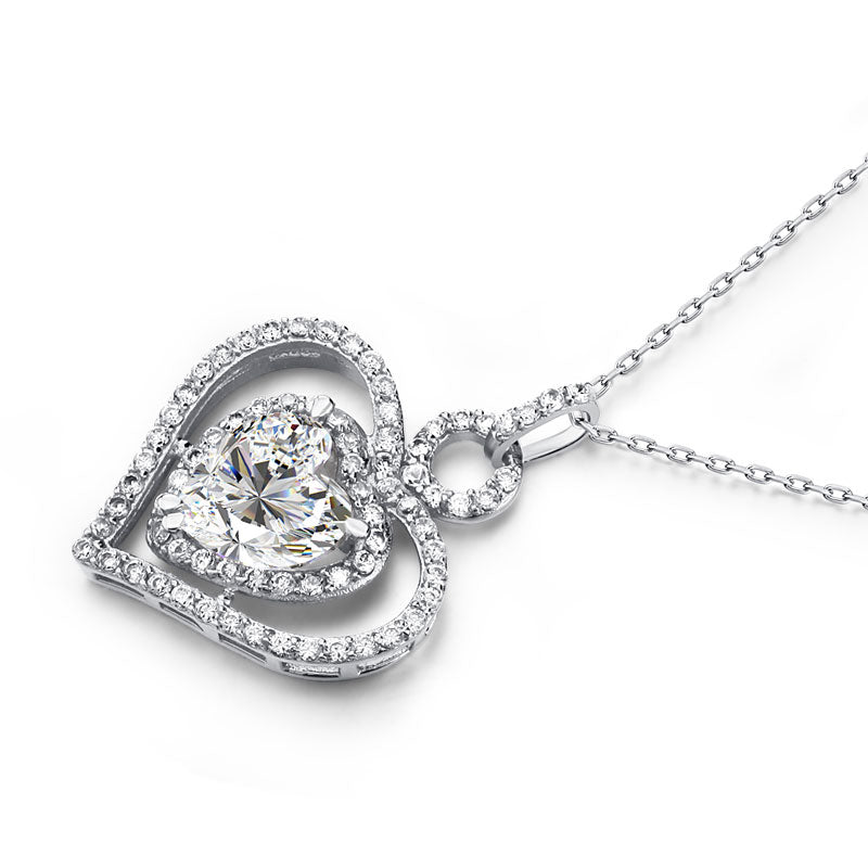 3 Carat Simulated Diamond 925 Sterling Silver Heart Pendant Necklace
