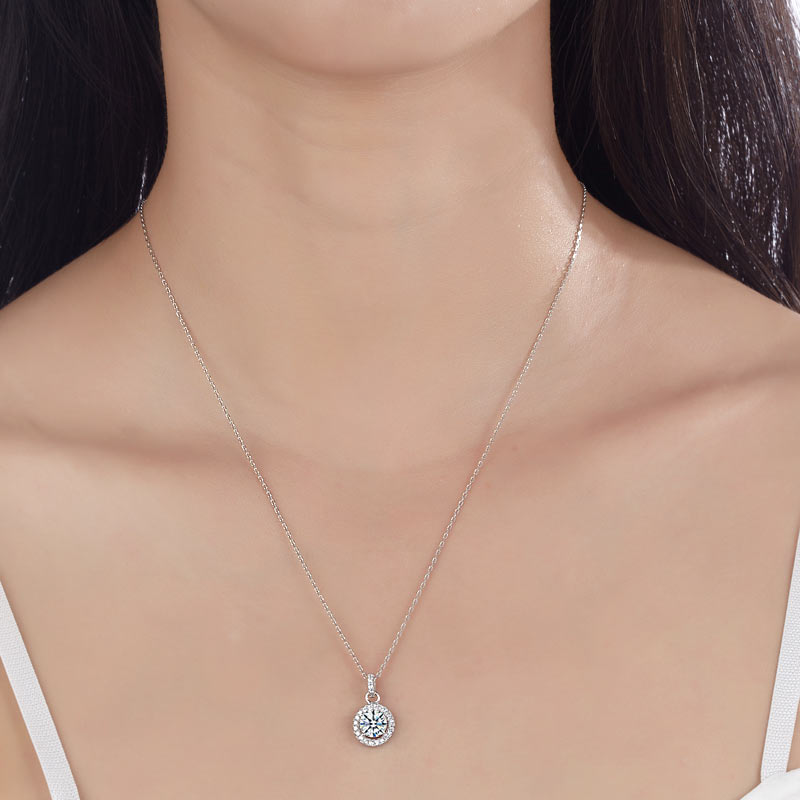 1 Carat Round Cut Simulated Diamond Bridal 925 Sterling Silver Pendant Necklace