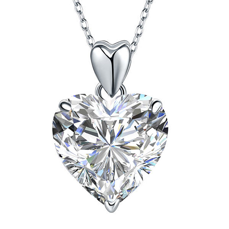 Heart Simulated Diamond Pendant Necklace 925 Sterling Silver Bridesmaid Wedding Jewelry