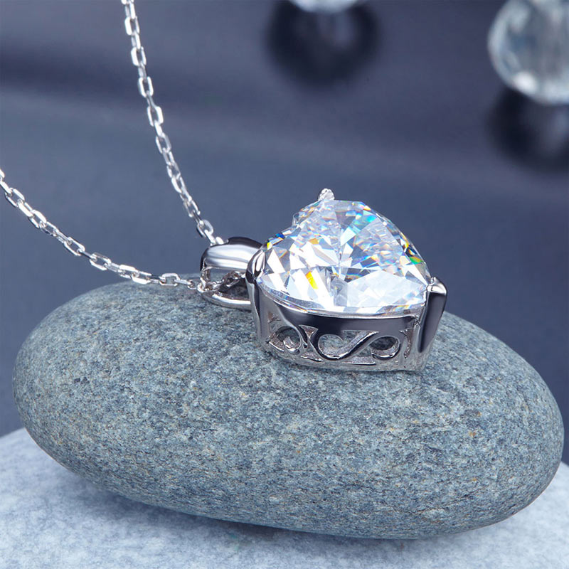 Heart Simulated Diamond Pendant Necklace 925 Sterling Silver Bridesmaid Wedding Jewelry
