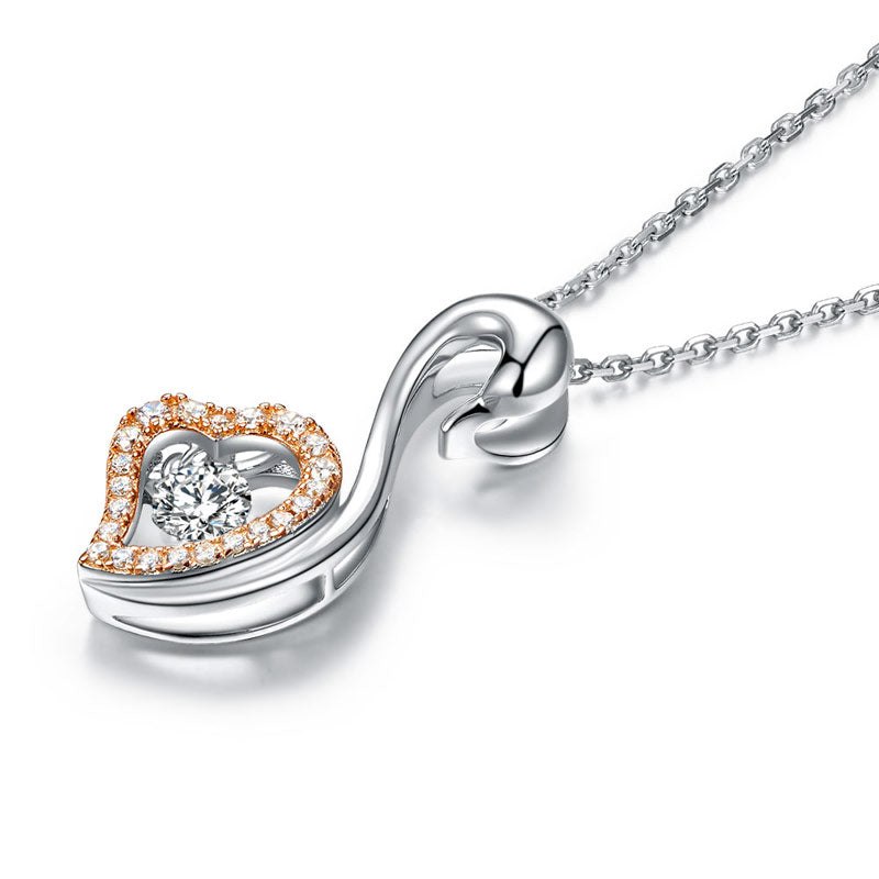 Swan Dancing Stone Pendant Necklace 925 Sterling Silver Good for Wedding Bridesmaid Gift
