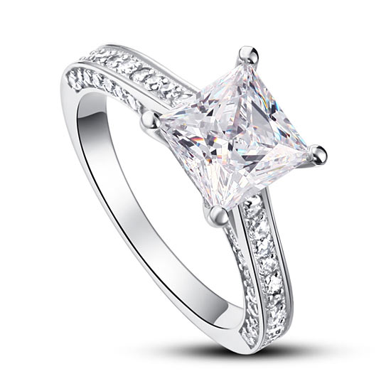 1.5 Carat Princess Cut Simulated Diamond 925 Sterling Silver Wedding Engagement Ring