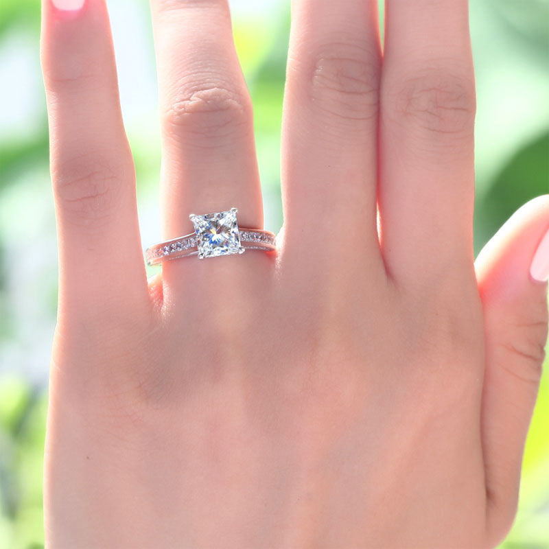 1.5 Carat Princess Cut Simulated Diamond 925 Sterling Silver Wedding Engagement Ring