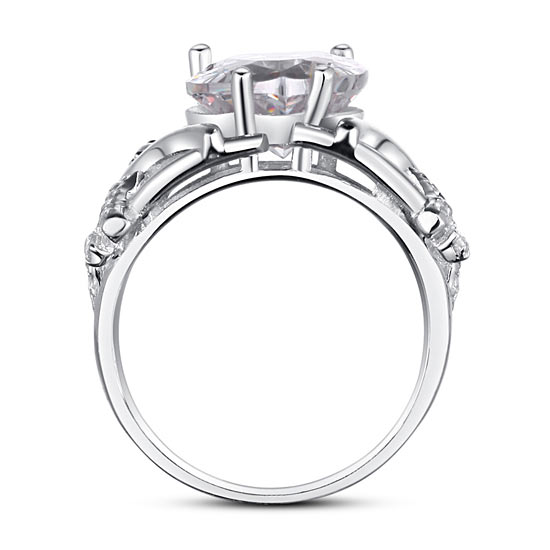 4 Carat Pear Cut Simulated Diamond 925 Sterling Silver Wedding Anniversary Ring