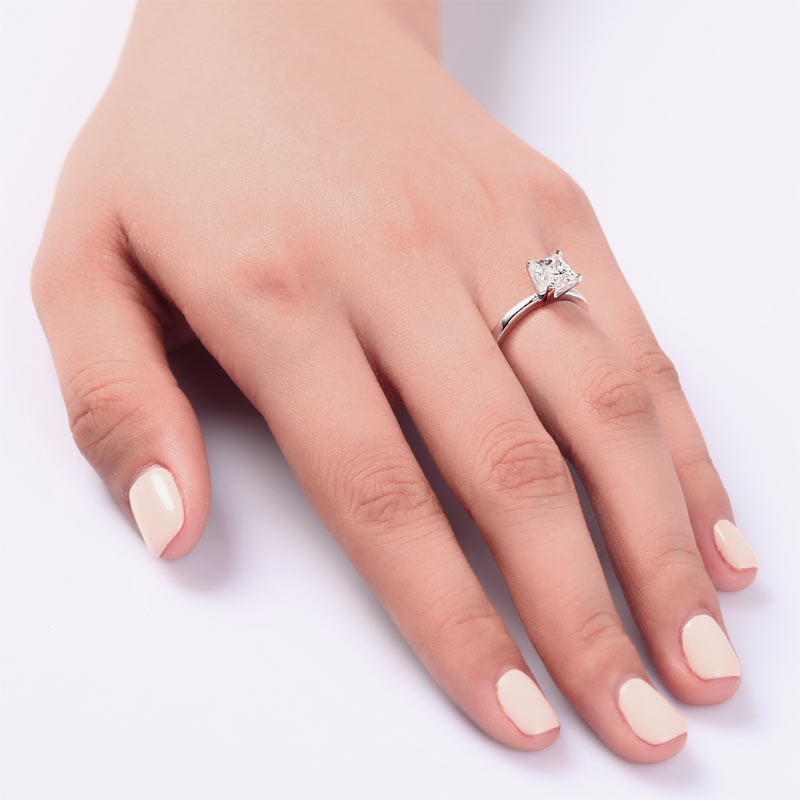 1 Carat Princess Simulated Diamond Engagement Sterling 925 Silver Ring