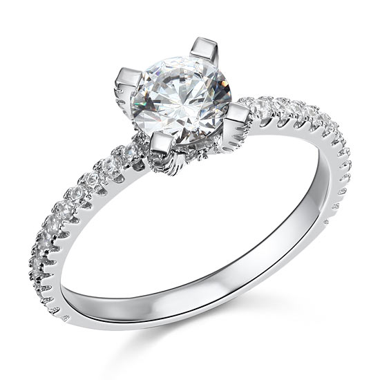 1 Carat Simulated Diamond Engagement Sterling 925 Silver Ring