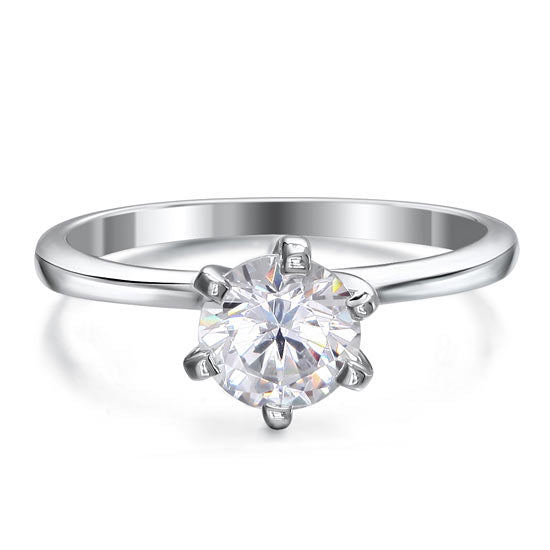 1 Carat Simulated Diamond Engagement Sterling 925 Silver Ring