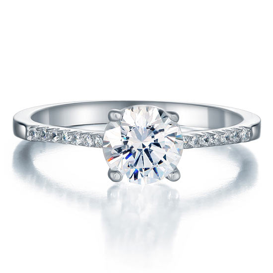 Simulated Diamond Sterling 925 Silver Engagement Ring