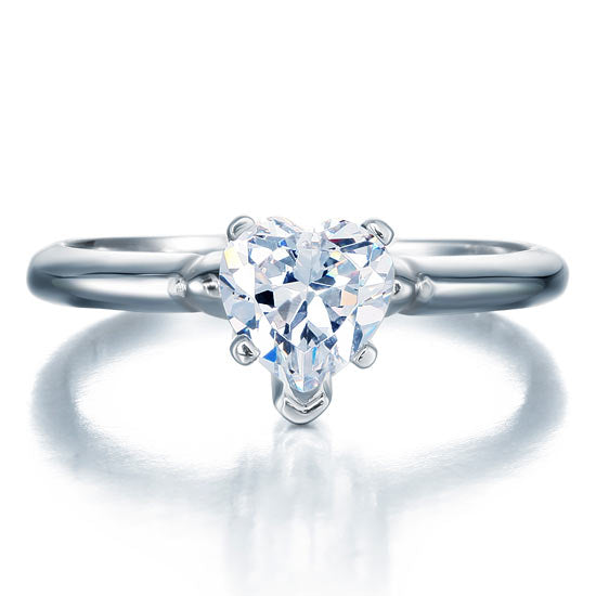 1.5 Carat Heart Cut Simulated Diamond Engagement Sterling 925 Silver Ring