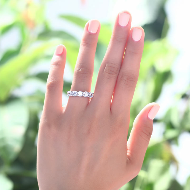 1.25 Carat Five Stone Simulated Diamond Solid Sterling 925 Silver Bridal Ring