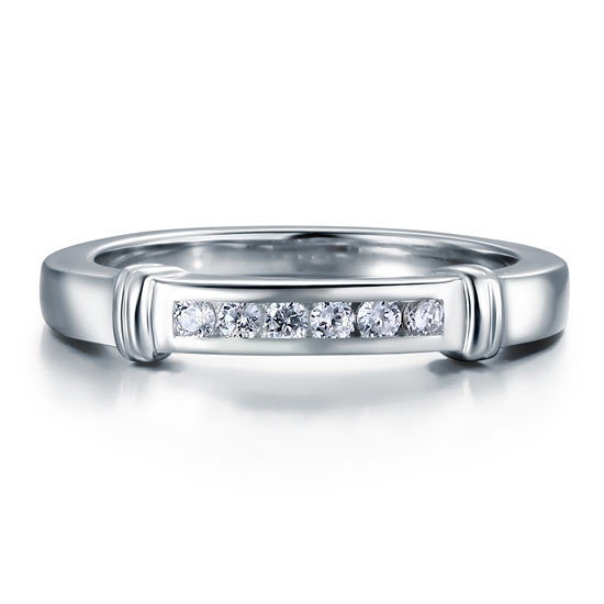 Simulated Diamond Solid Sterling 925 Silver Wedding Ring