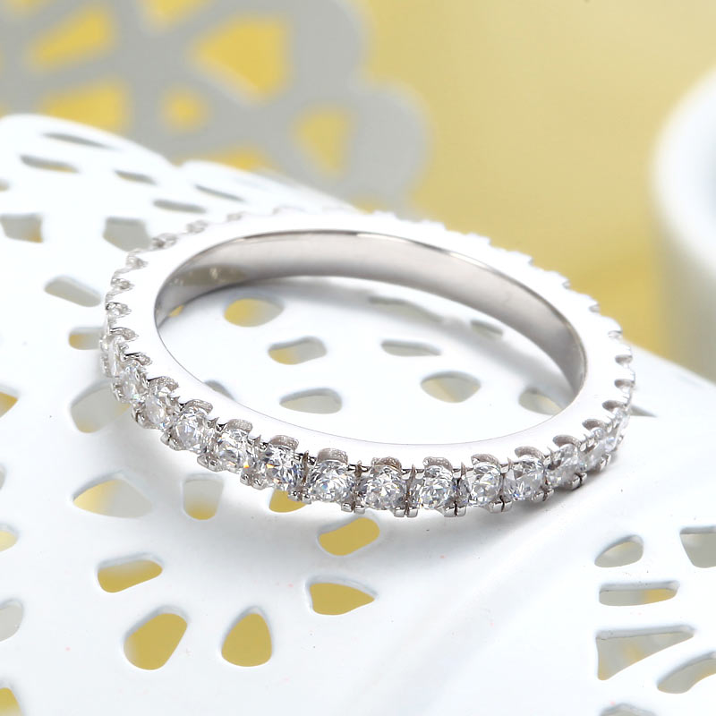Eternity Ring Simulated Diamond Solid Sterling 925 Silver Wedding Band