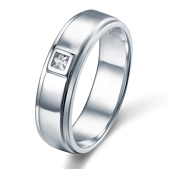 Bezel Setting Men's Solid Sterling 925 Silver Ring