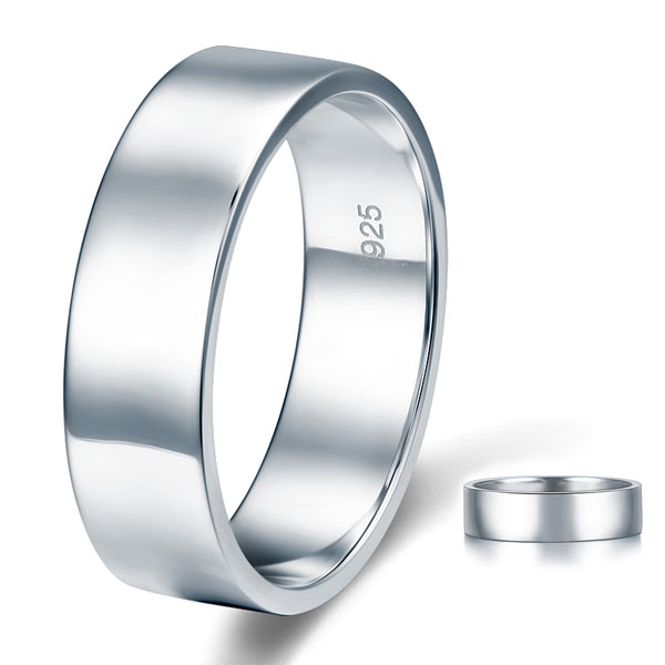 Men's Solid Sterling 925 Silver Wedding Band Ring