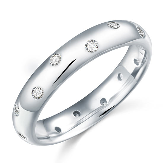 Simulated Diamond Wedding Band Solid Sterling 925 Silver Ring