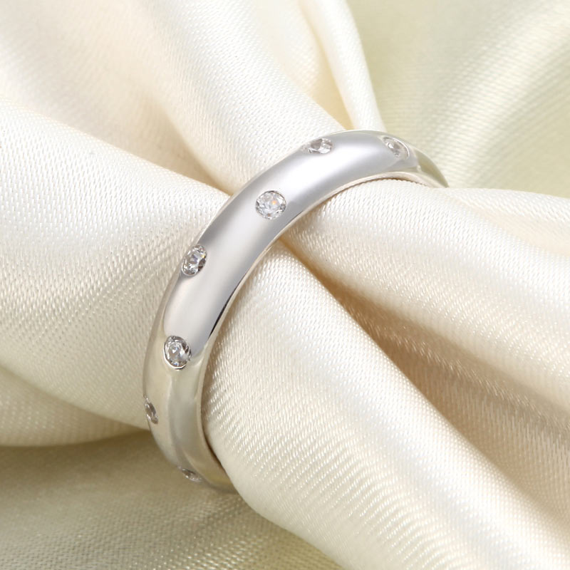 Simulated Diamond Wedding Band Solid Sterling 925 Silver Ring