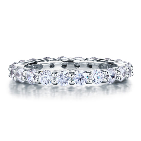 Solid 925 Sterling Silver Wedding Band Eternity Stacking Ring Jewelry Round Cut