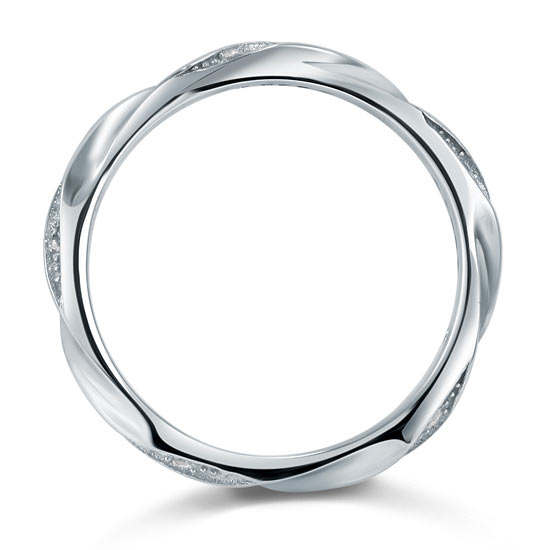 Simulated Diamond Solid Sterling 925 Silver Twist Ring