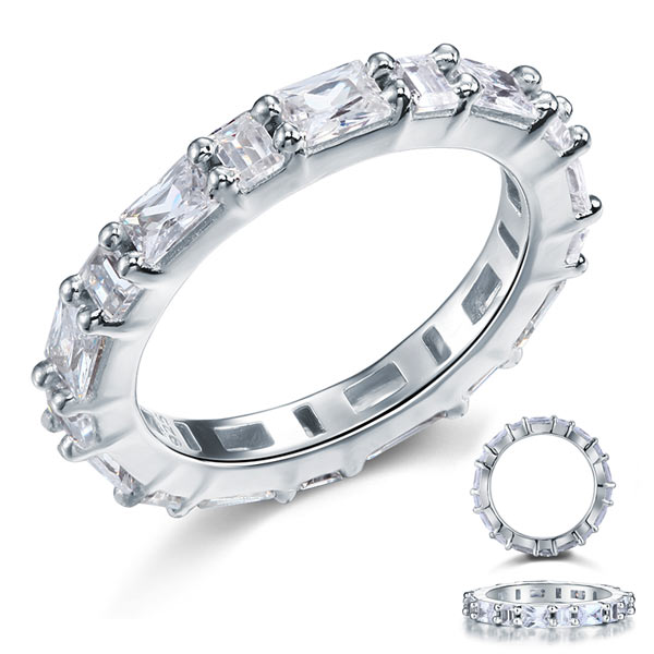 Emerald Cut Solid Sterling 925 Silver Ring