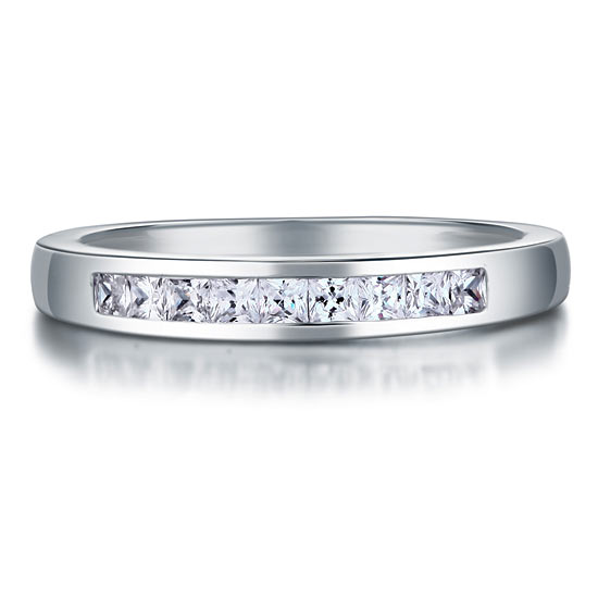 Channel Set Princess Cut Solid Sterling 925 Silver Ring