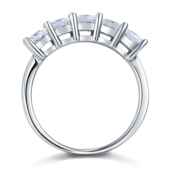 Princess Cut  Five Stone 1.25 Ct Solid 925 Sterling Silver Bridal Wedding Band Ring Jewelry