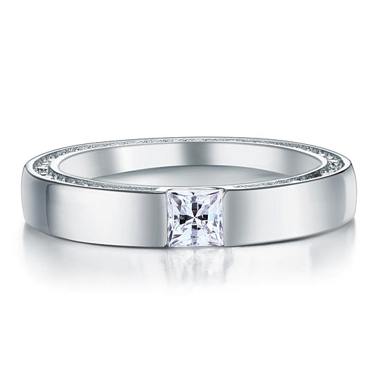 Princess Cut Simulated Diamond Solid Sterling 925 Silver Ring