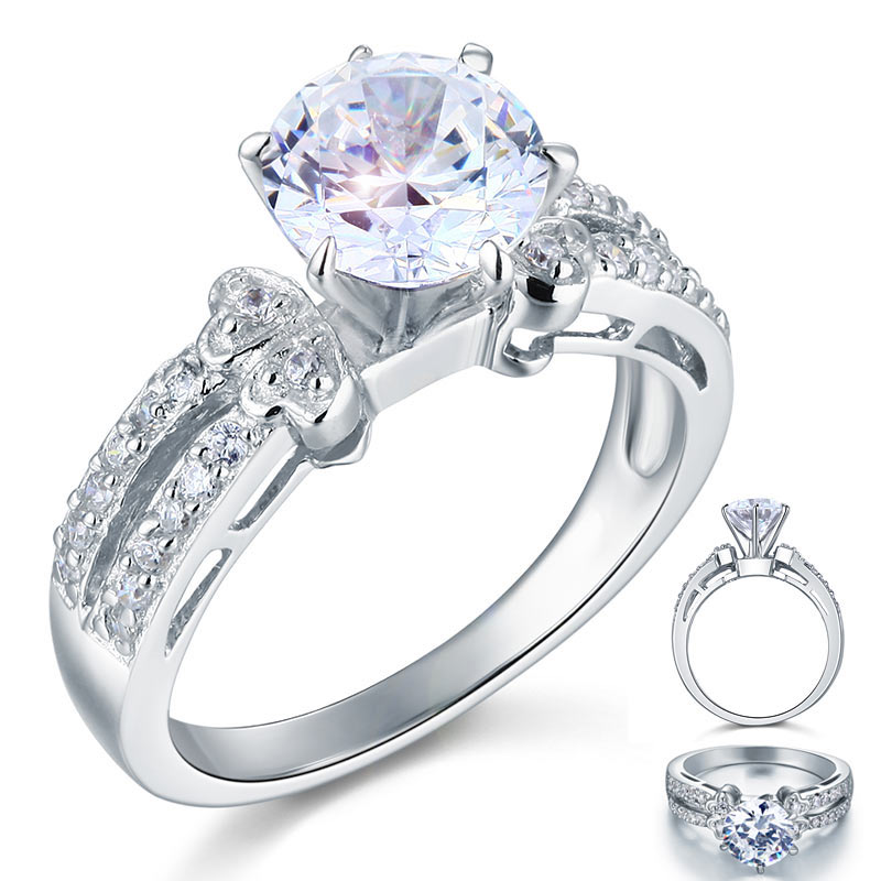 2 Carat Simulated Diamond Solid 925 Sterling Silver Wedding Engagement Ring