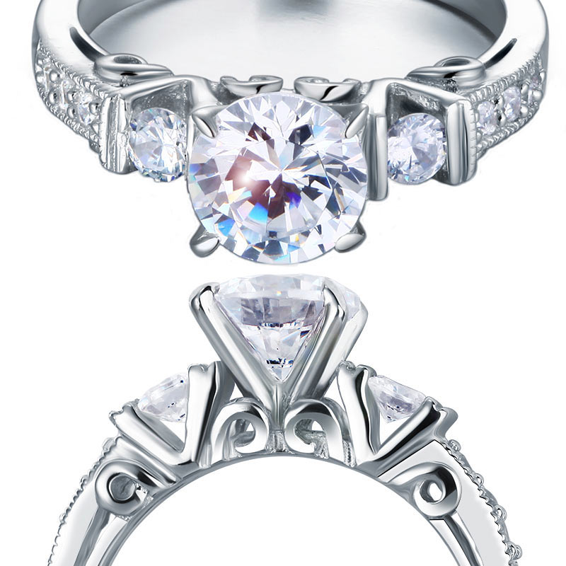Vintage Style 1.25 Carat Simulated Diamond Solid 925 Sterling Silver Wedding Engagement Ring