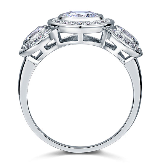 Art Deco 2.5 Carat Simulated Diamond Solid 925 Sterling Silver Wedding Engagement Ring