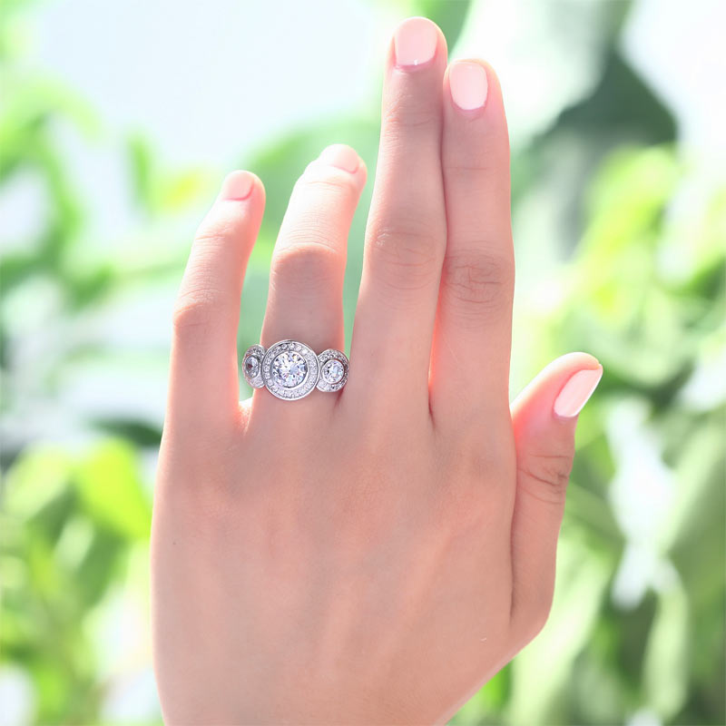 Art Deco 2.5 Carat Simulated Diamond Solid 925 Sterling Silver Wedding Engagement Ring