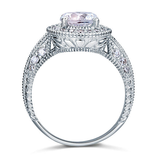 Vintage Style 2 Carat Simulated Diamond Solid 925 Sterling Silver Wedding Engagement Ring