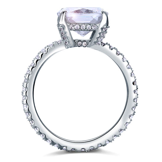 5 Carat Cushion Cut Simulated Diamond Solid 925 Sterling Silver Wedding Engagement Promise Ring Jewelry
