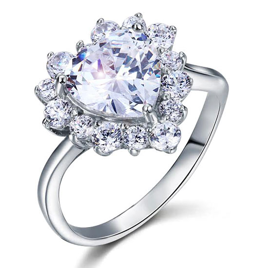 2.5 Carat Heart Cut 925 Sterling Silver Wedding Promise Engagement Ring