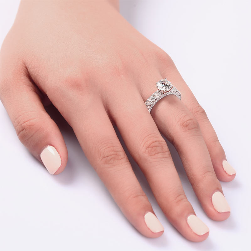 Vintage Style 1.25 Carat Simulated Diamond Solid 925 Sterling Silver Bridal Wedding Engagement Ring Jewelry