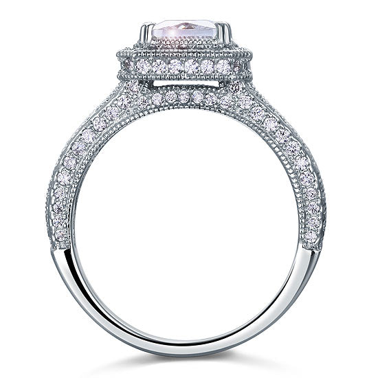 Vintage Style 1.5 Carat Simulated Diamond Solid 925 Sterling Silver Bridal Wedding Engagement Ring