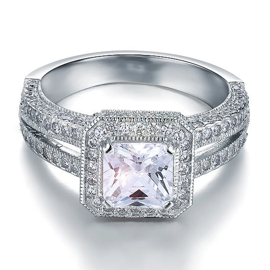 Vintage Style 1.5 Carat Simulated Diamond Solid 925 Sterling Silver Bridal Wedding Engagement Ring
