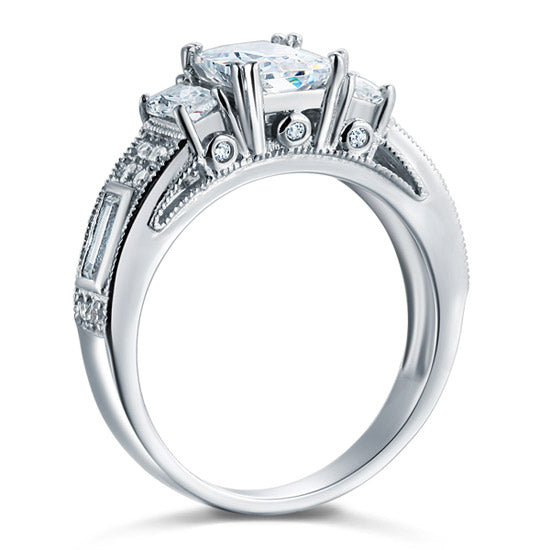 Simulated Diamond 925 Sterling Silver Ring Vintage Style