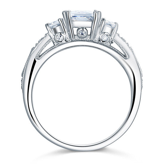 Simulated Diamond 925 Sterling Silver Ring Vintage Style